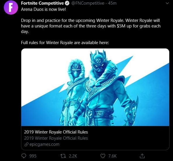 Fortnite Competitive Twitter Arena Duos