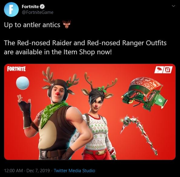 Fortnite Christmas Skins Item-Shop Tweet Leck