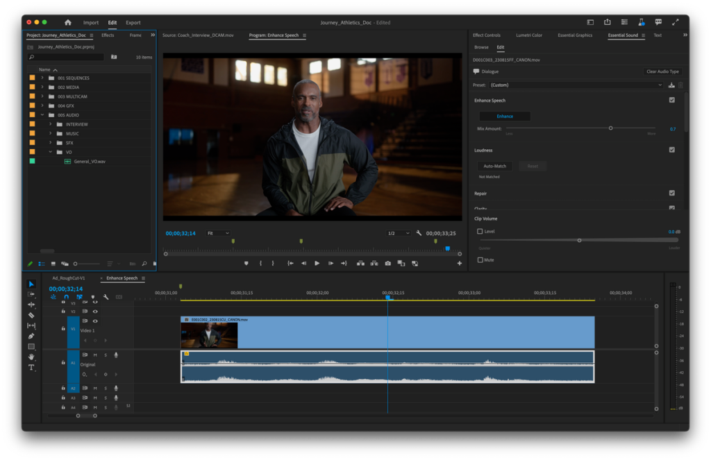 Adobe Premiere Pro verbessert das Sprachupdate