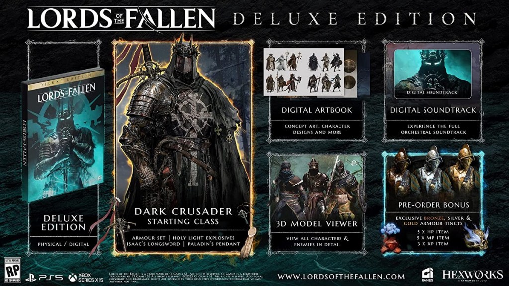 Screenshot aller in der Lords of the Fallen Deluxe Edition enthaltenen Boni.