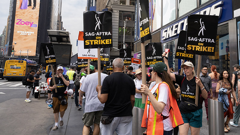 Eine SAG AFTRA-Demonstration in New York