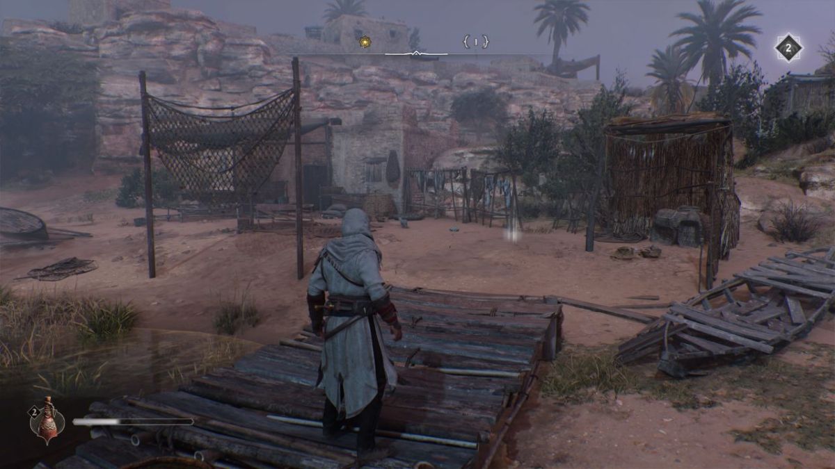 Ein Screenshot aus Assassin's Creed Mirage (AC Mirage), der den Schatz aus dem zeigt  "Zurückgelassenes Enigma-Puzzle" im Spiel, als Teil eines Artikels zur Lösung.