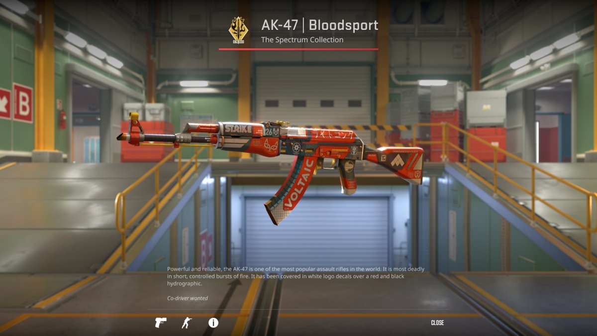 Ein Bild des AK-47 Bloodsport-Skins in Counter-Strike 2 (CS2) als Teil einer Rangliste der Skins für die Waffe.