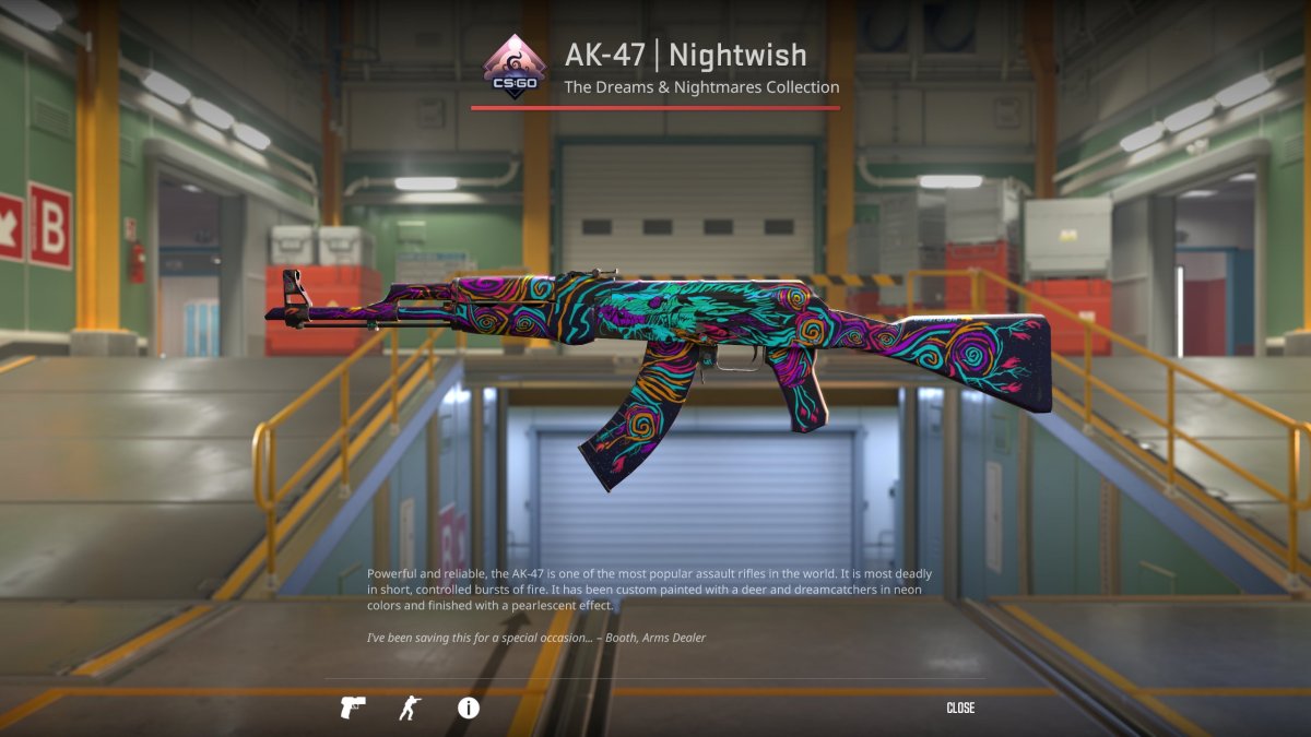 Ein Bild des AK-47 Nightwish-Skins in Counter-Strike 2 (CS2) als Teil einer Rangliste der Skins für die Waffe.