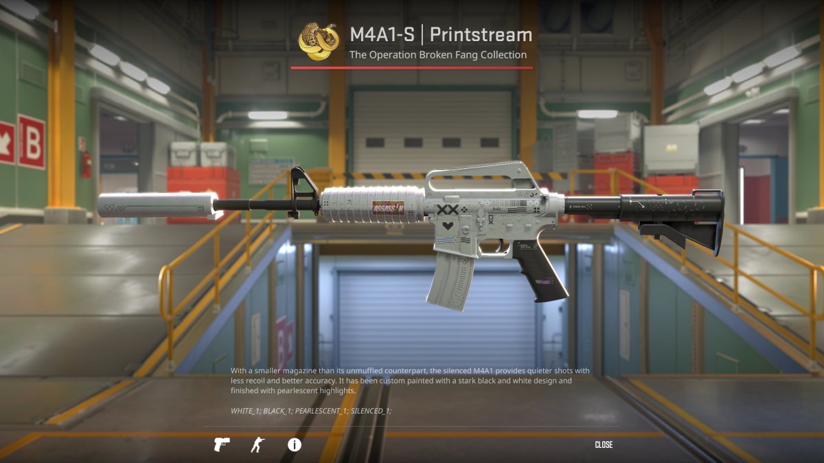 Bild des Printstream-Skins für den M4A1-S in CS2 als Teil eines Artikels über die schönsten Skins im Spiel.