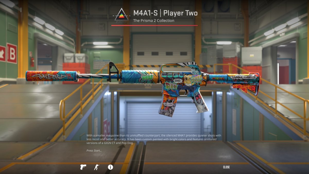 Bild des Player Two-Skins für den M4A1-S in CS2 als Teil eines Artikels über die schönsten Skins im Spiel.