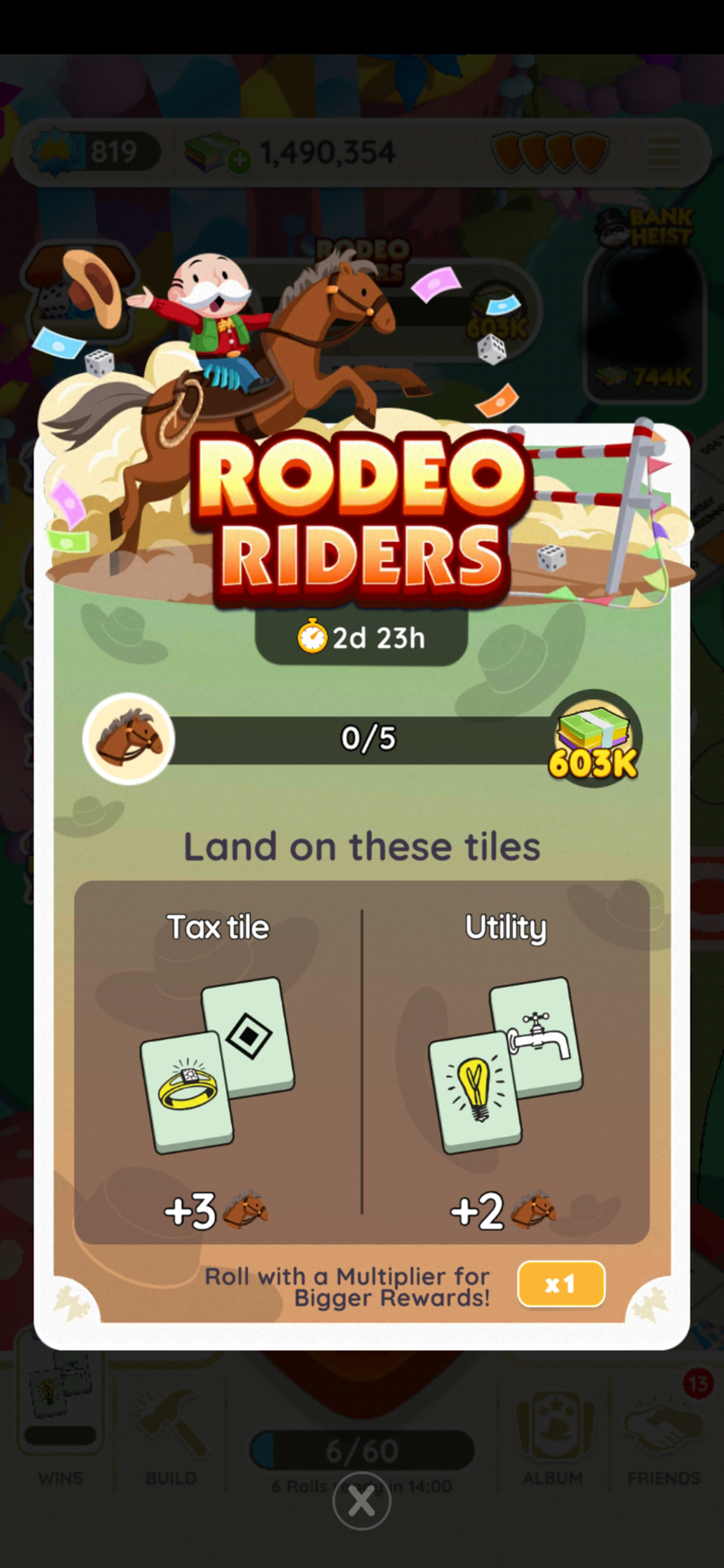 Anweisungen für das Rodeo Riders-Event in Monopoly GO als Teil eines Leitfadens zu allen Belohnungen dafür, wie es funktioniert und wie man dabei gewinnt.