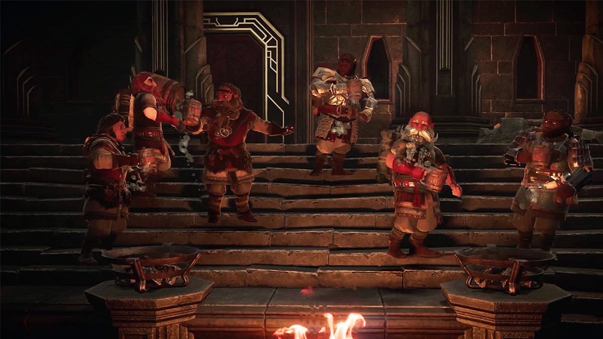 Image showing dwarves on the stairs in Lord of the Rings: Return to Moria as part of an article on whether the game is coming to the Xbox Series X/S.