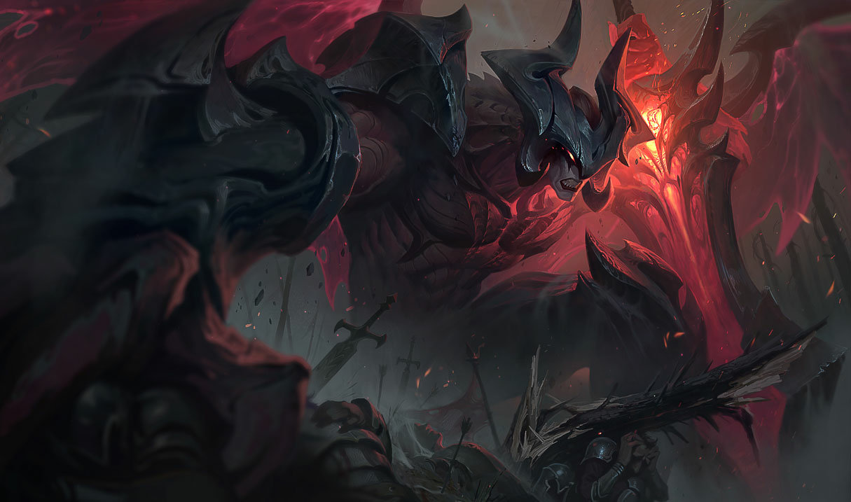 Aatrox holding a blade in League of Legends (LoL).