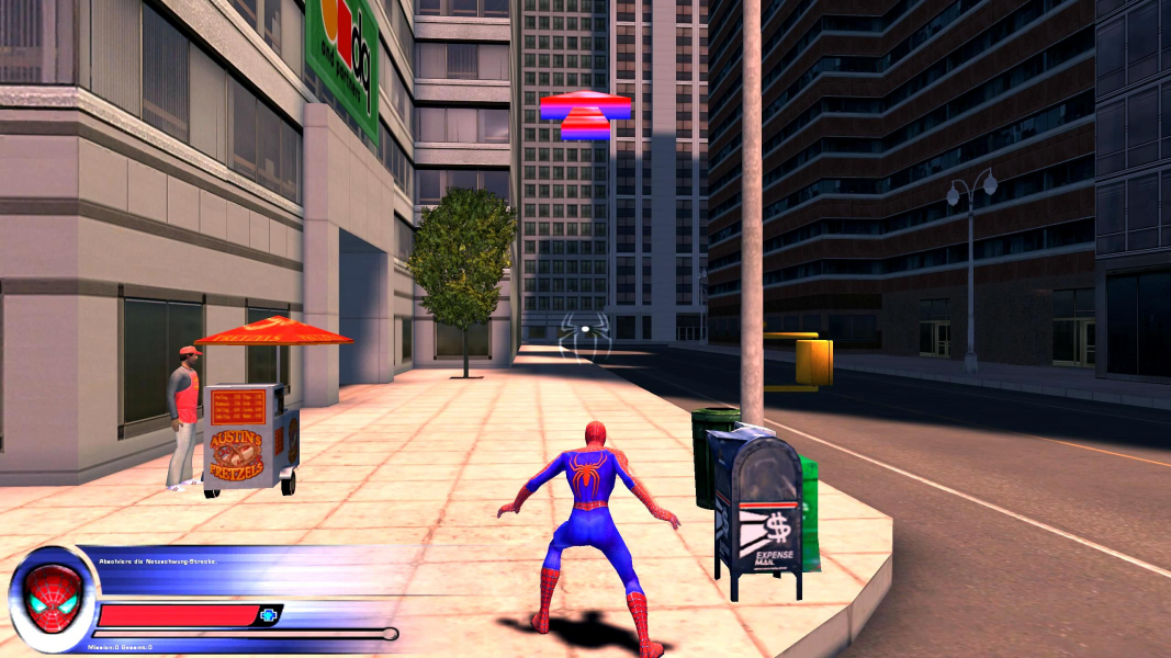 Peter Parker auf der Straße in Spider-Man 2 als Teil aller großen Spider-Man-Spiele.