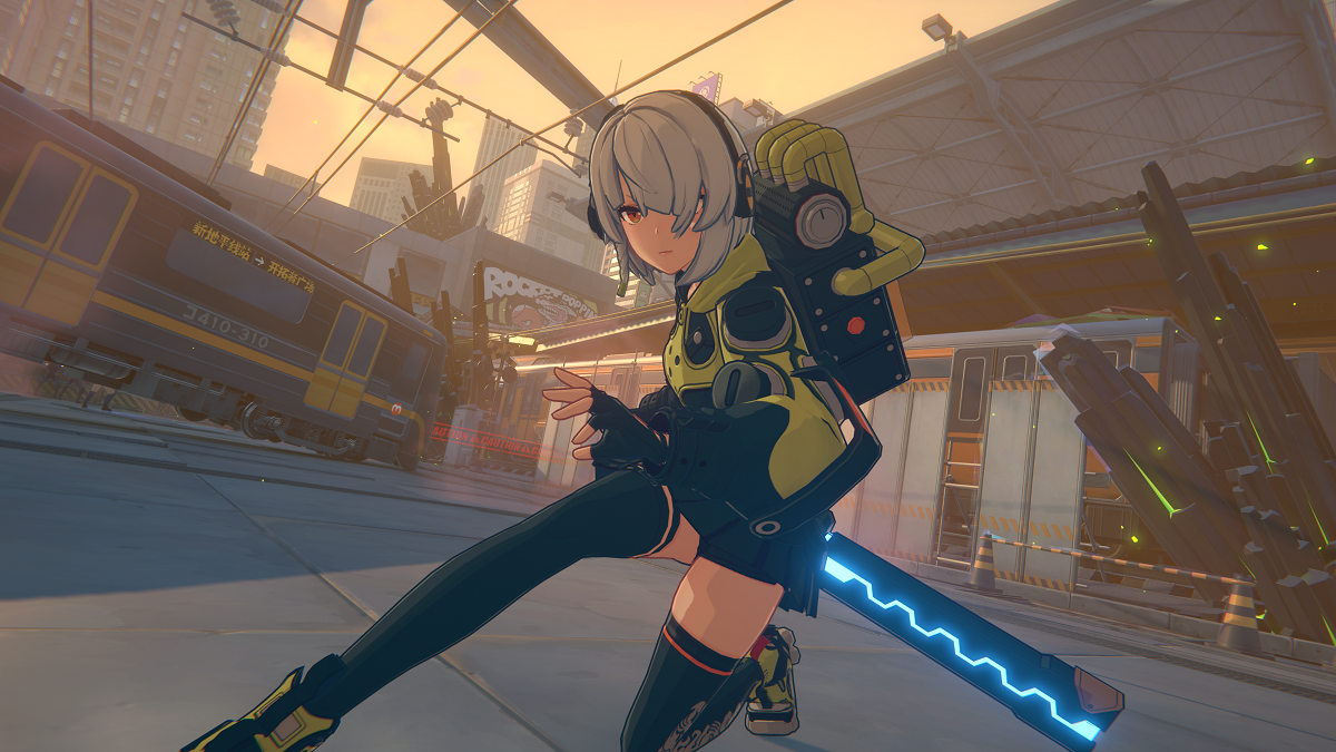 Image of girl swinging a blue katana around in Zenless Zone Zero.