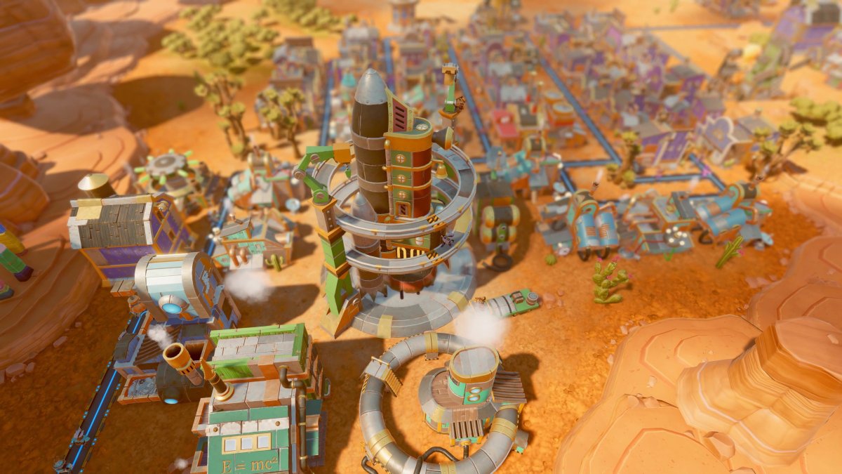 Eine Stadt im Steamworld Build.  Dieses Bild ist Teil eines Artikels über jeden Meilenstein in Steamworld Build. 