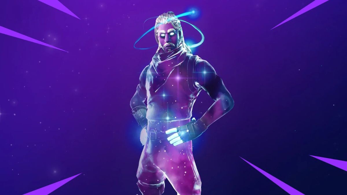 Der Galaxy-Skin in Fortnite.  Dieses Bild ist Teil eines Artikels über die seltensten Skins in Fortnite.