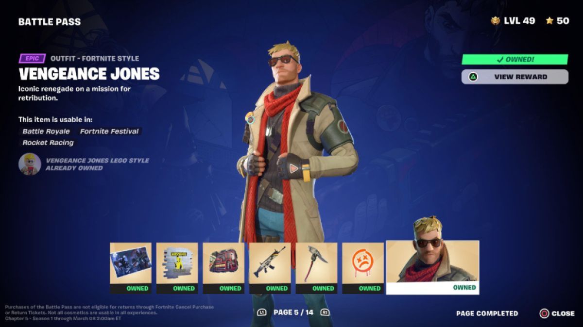 Vengeance Jones im Battle Pass von Kapitel 5 in Fortnite.