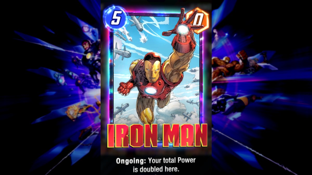 Iron Mans fortlaufende Karte in Marvel Snap.