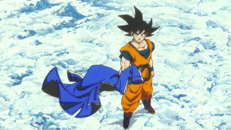 Goku zieht in Dragon Ball Super Broly seine Jacke aus.