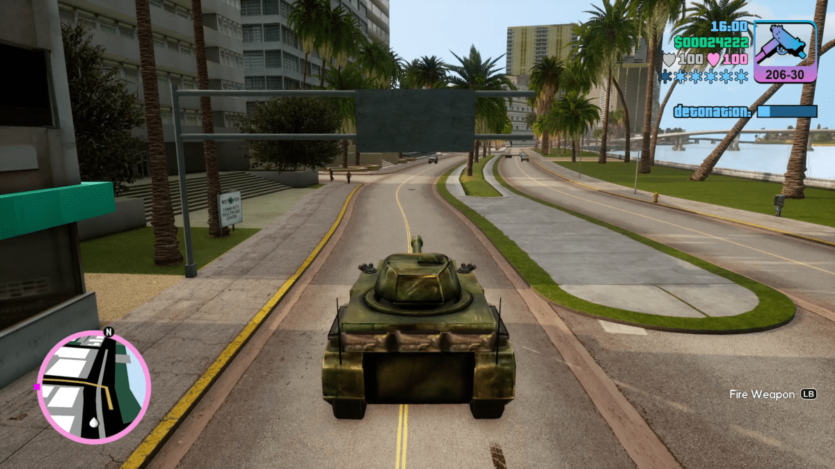 Ein Panzer in GTA: Vice City.  Dieses Bild ist Teil eines Artikels über alle Cheat-Funktionen in GTA: Vice City auf Netflix.