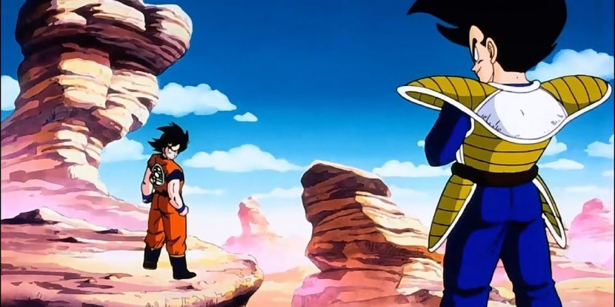 Goku trifft in Dragon Ball Z auf Vegeta.