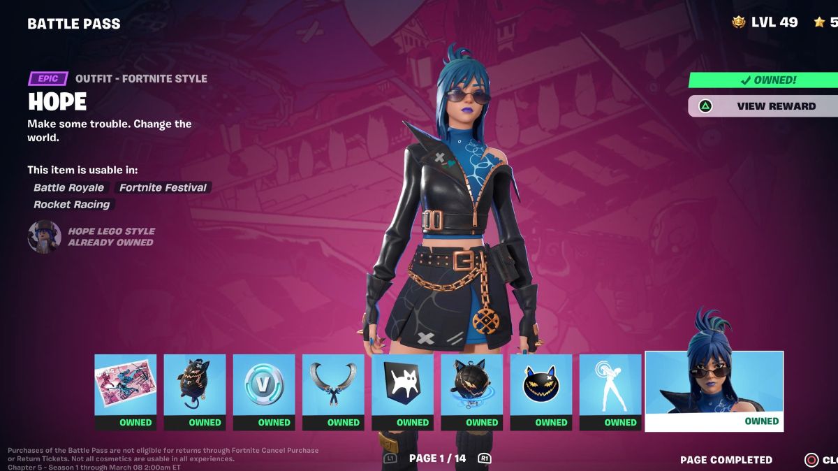 Der Hope-Skin im Kapitel 5 Battle Pass in Fortnite.