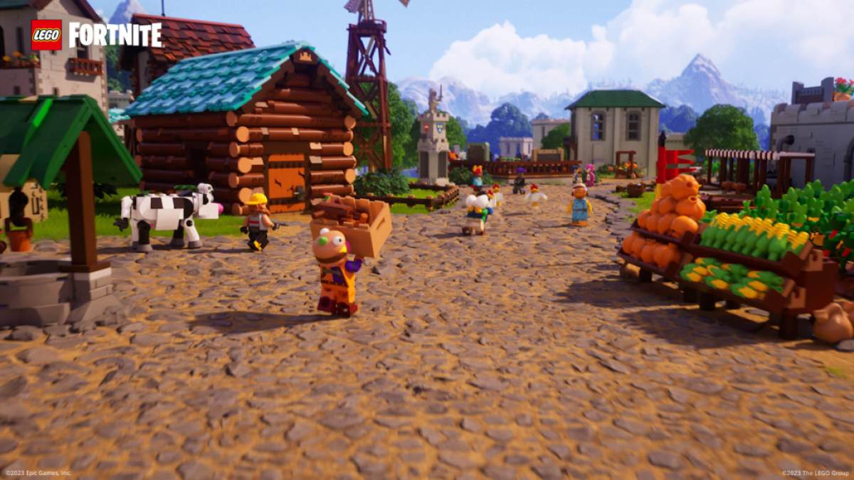 Ein Dorf in LEGO Fortnite.