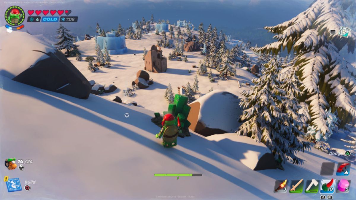 Eine Malachit-Felsformation bei LEGO Fortnite.