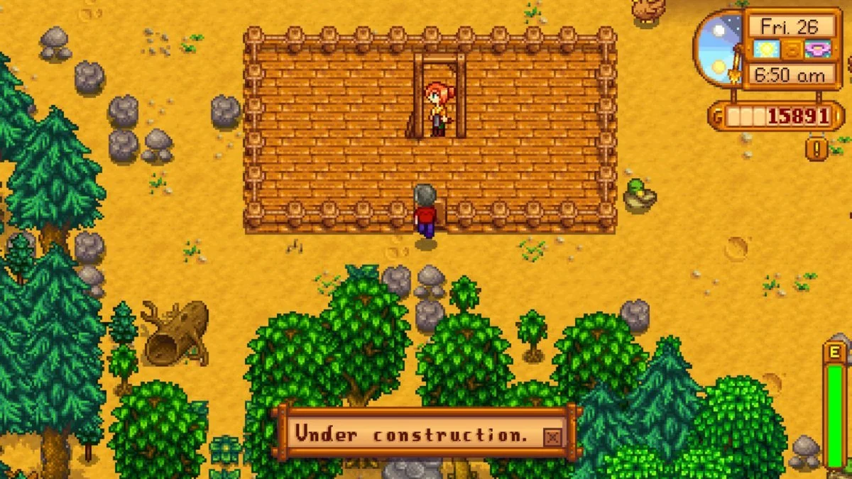 Robin works on renovations in Stardew Valley.