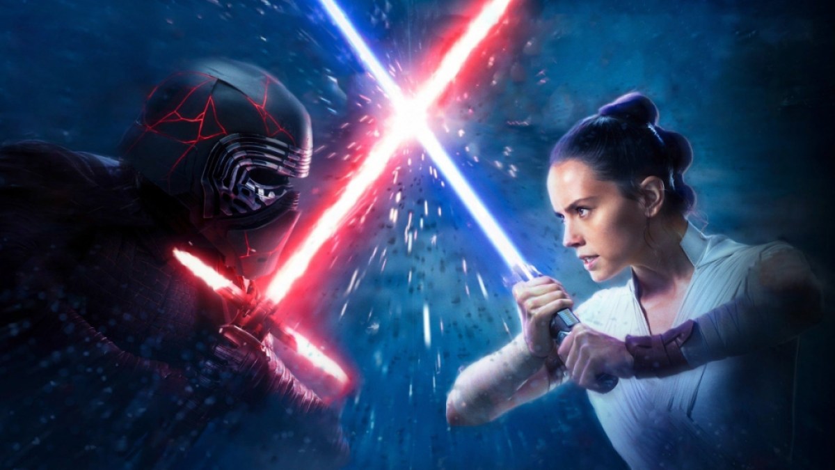 Star Wars-Werbekunst des Duells zwischen Rey und Kylo Ren