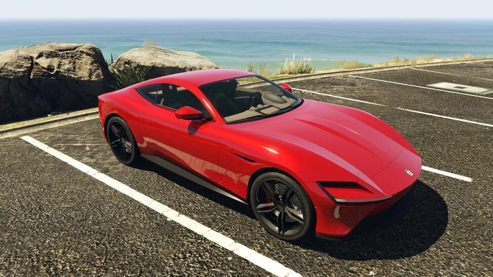 Der Grotto Itali GTO Stinger TT in GTA 5 Online.  Dieses Bild ist Teil eines Artikels über die schnellsten Autos in GTA 5, sortiert nach Geschwindigkeit.