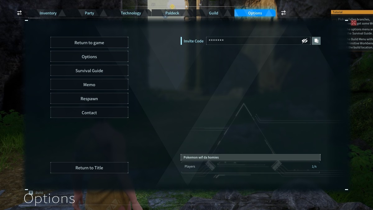 Das Einladungscode-Menü in Palworld.  Dieses Bild ist Teil eines Artikels darüber, wie man in Palworld Multiplayer-Koop spielt. 