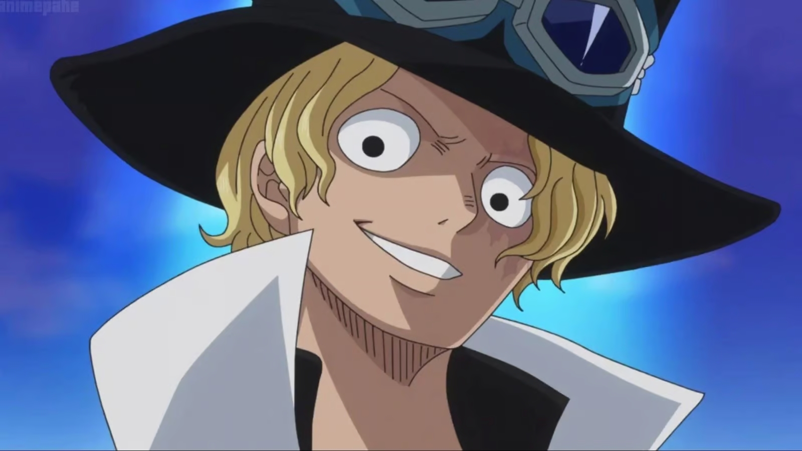 Sabo smiling in One Piece. This image is part of an article about who Sabo is in One Piece.