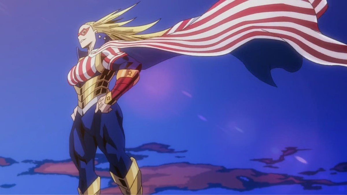 Star and Stripe steht aufrecht.  Dieses Bild ist Teil eines Artikels über die stärksten Charaktere in My Hero Academia, bewertet.