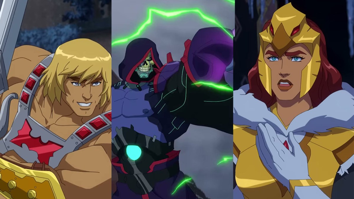 He-Man, Skeletor und Teela aus der Serie Masters of the Universe: Revolution. 