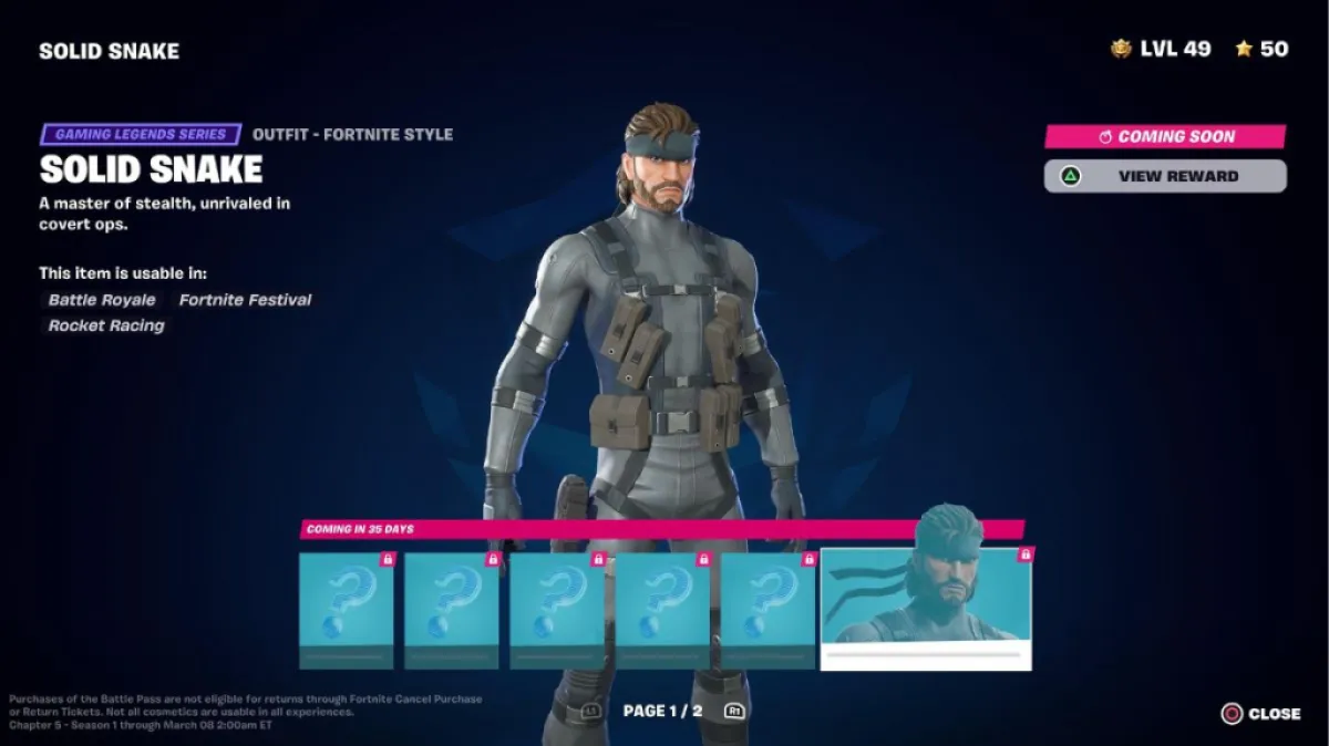 Solid Snake in Fortnite.