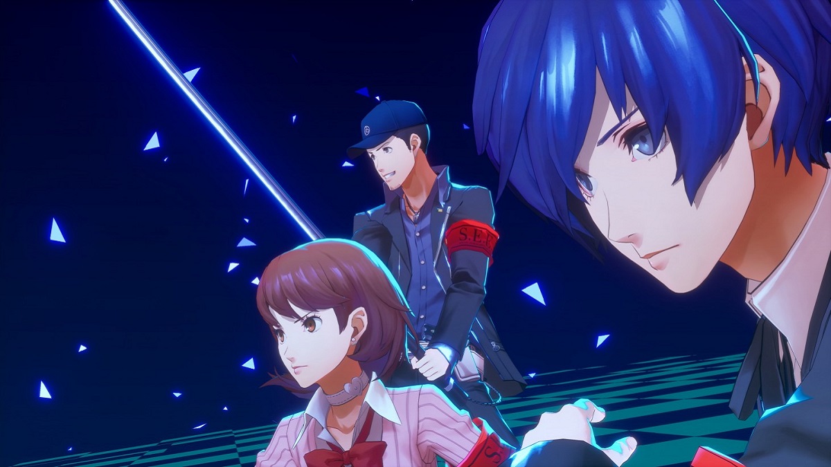 Image of Persona 3 Reload MC, Yukari, and Junpei fighting a Treasure Hand in battle arena.