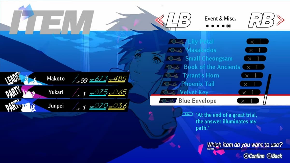 Was ist der blaue Umschlag in Persona 3 Reload?  Antwortete