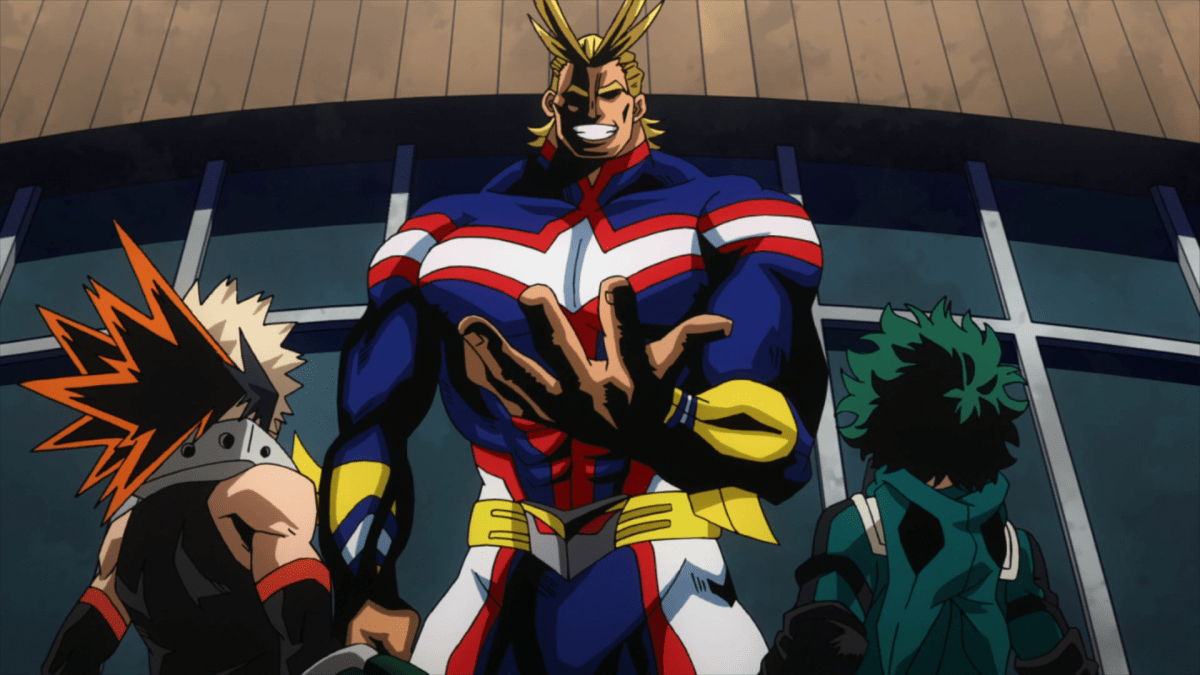 All Might hielt seine Hand hoch.