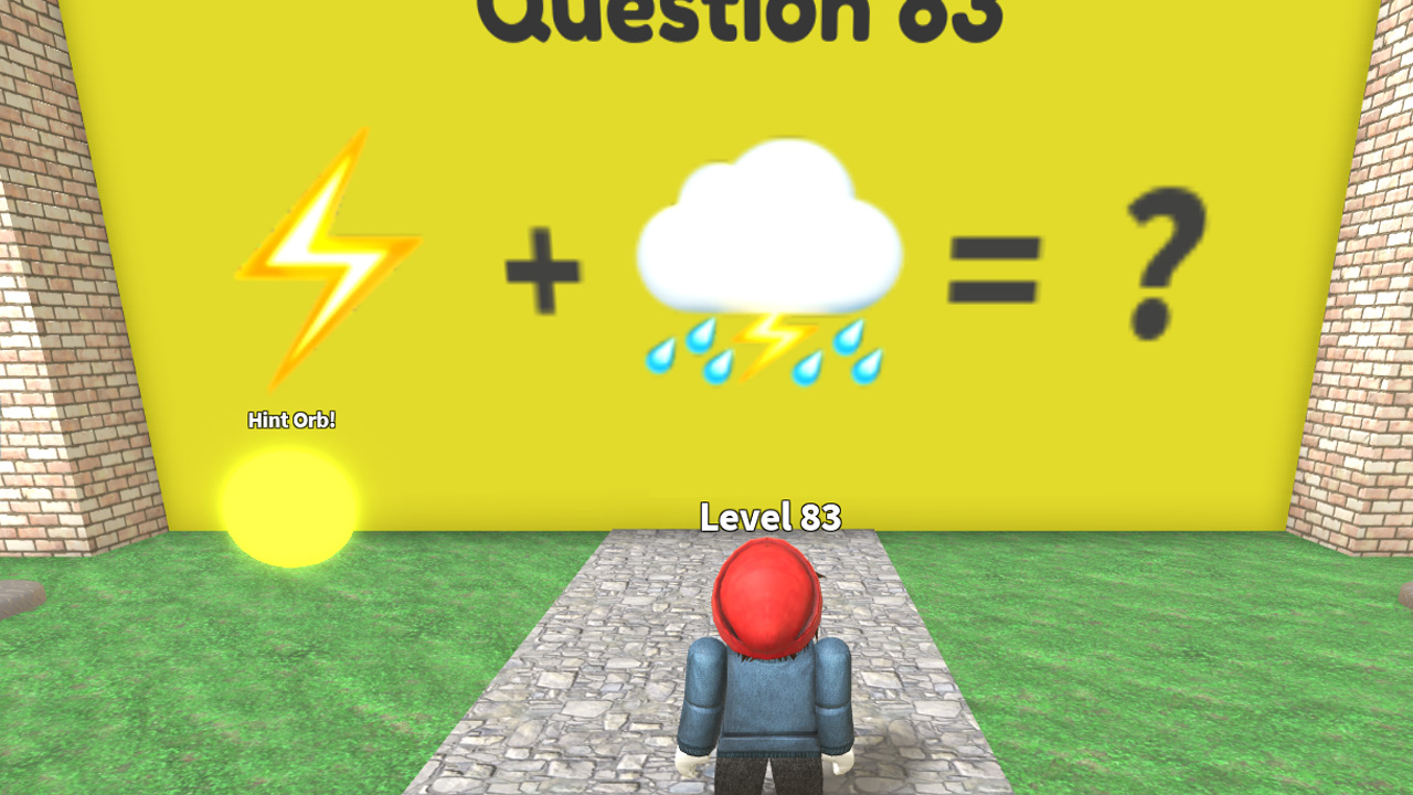 A Roblox character playing Guess the Emoji