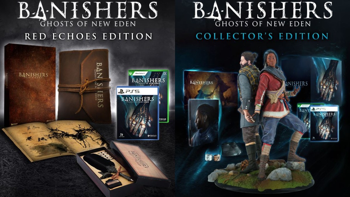 Bilder der Red Echoes Edition und der Collector's Edition von Banishers: Ghosts of New Eden. 