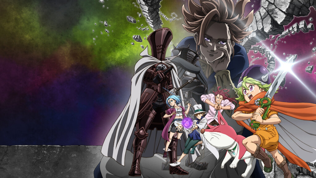 Schlüsselkunst für Seven Deadly Sins: Four Knights of the Apocalypse.  Dieses Bild ist Teil eines Artikels über alle englischen Synchronschauspieler und die Besetzungsliste für Seven Deadly Sins: Four Knight of the Apocalypse. 