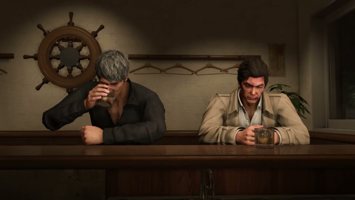 Kiryu trinkt in einer Bar in Like a Dragon.  Dieses Bild ist Teil eines Artikels darüber, was mit Kiryu Kazuma in Like a Dragon: Infinite Wealth passiert