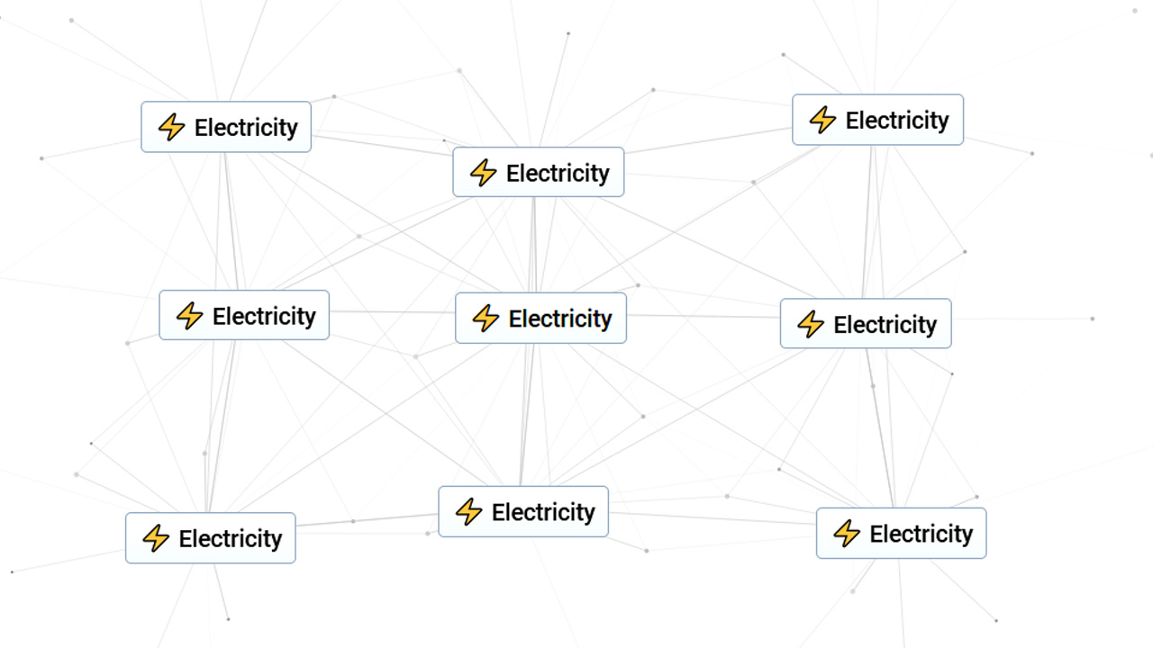 Infinite Craft, with several electricity icons.